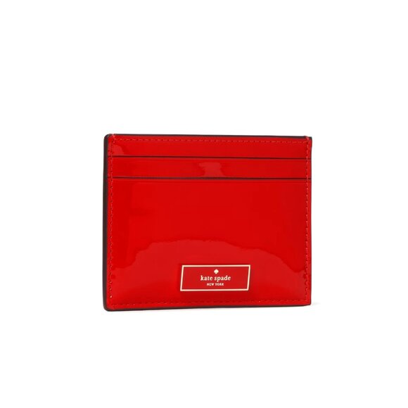 New Kate Spade Bridget Patent Small Slim Card Holder Bright Red - Picture 3 of 3